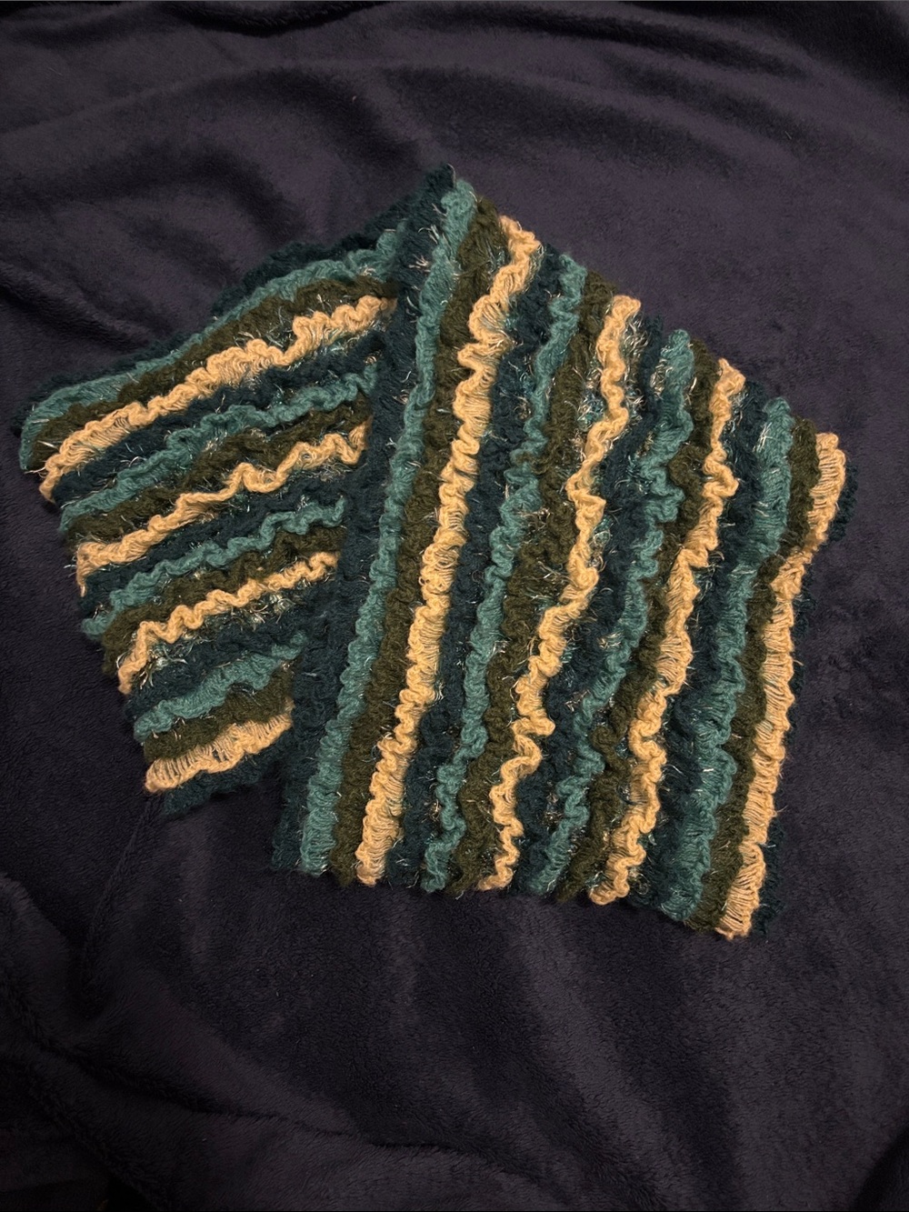 Collection XIIX Teal, Dark Green & Beige Striped Textured Scarf